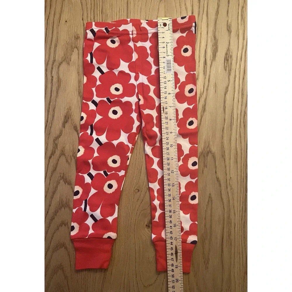 Marimekko Unikko Girls Sleep Pants Size 3Y Red Flower‎ Floral 100% Cotton